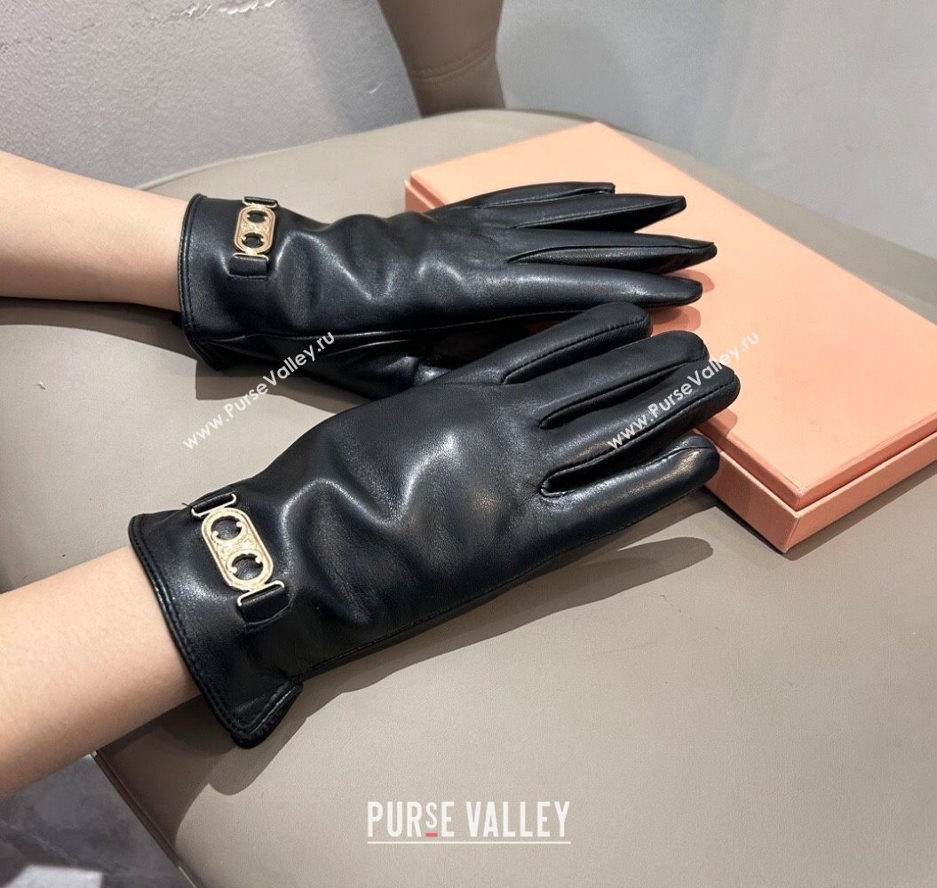Celine Lambskin and Cashmere Gloves with Logo Black 2025 1111 (XMN-251112062)