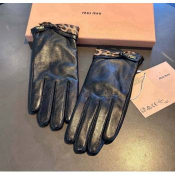 Miu Miu Lambskin and Cashmere Gloves with Print Black 2025 1111 (SHI-251112073)