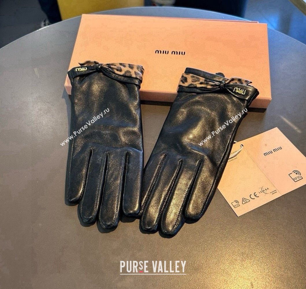 Miu Miu Lambskin and Cashmere Gloves with Print Black 2025 1111 (SHI-251112073)