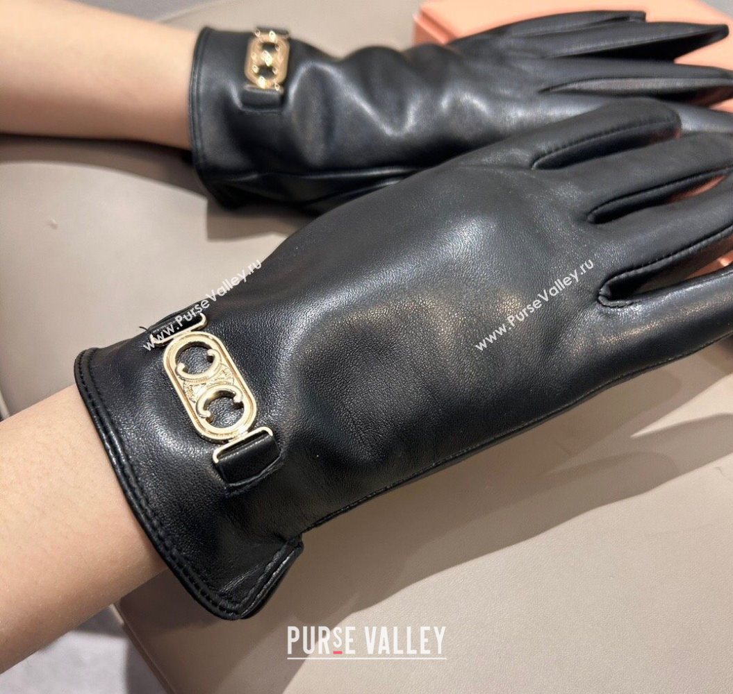 Celine Lambskin and Cashmere Gloves with Logo Black 2025 1111 (XMN-251112062)