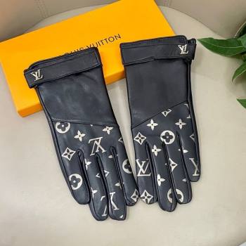 Louis Vuitton Lambskin Gloves with Monogram Black 2025 1111 (SHI-251112075)