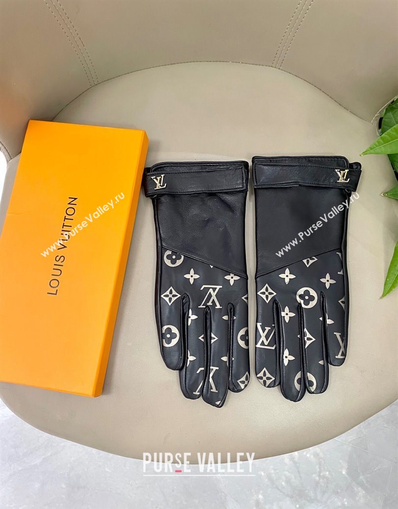 Louis Vuitton Lambskin Gloves with Monogram Black 2025 1111 (SHI-251112075)