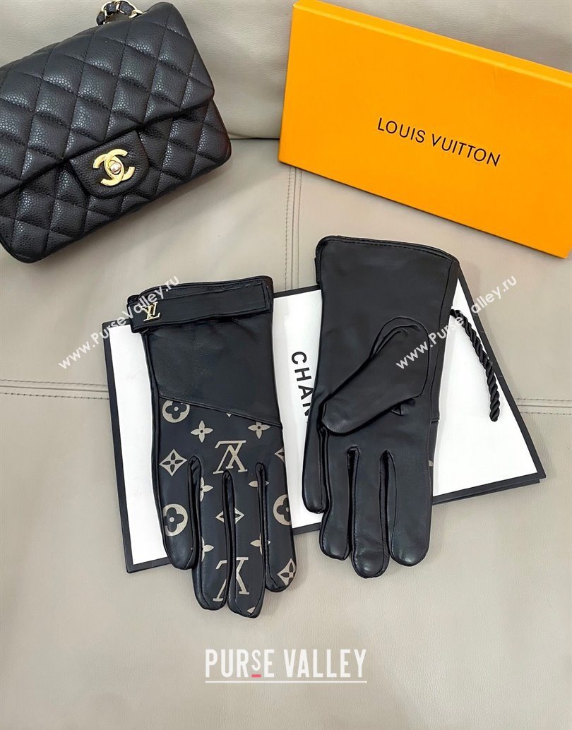 Louis Vuitton Lambskin Gloves with Monogram Black 2025 1111 (SHI-251112075)