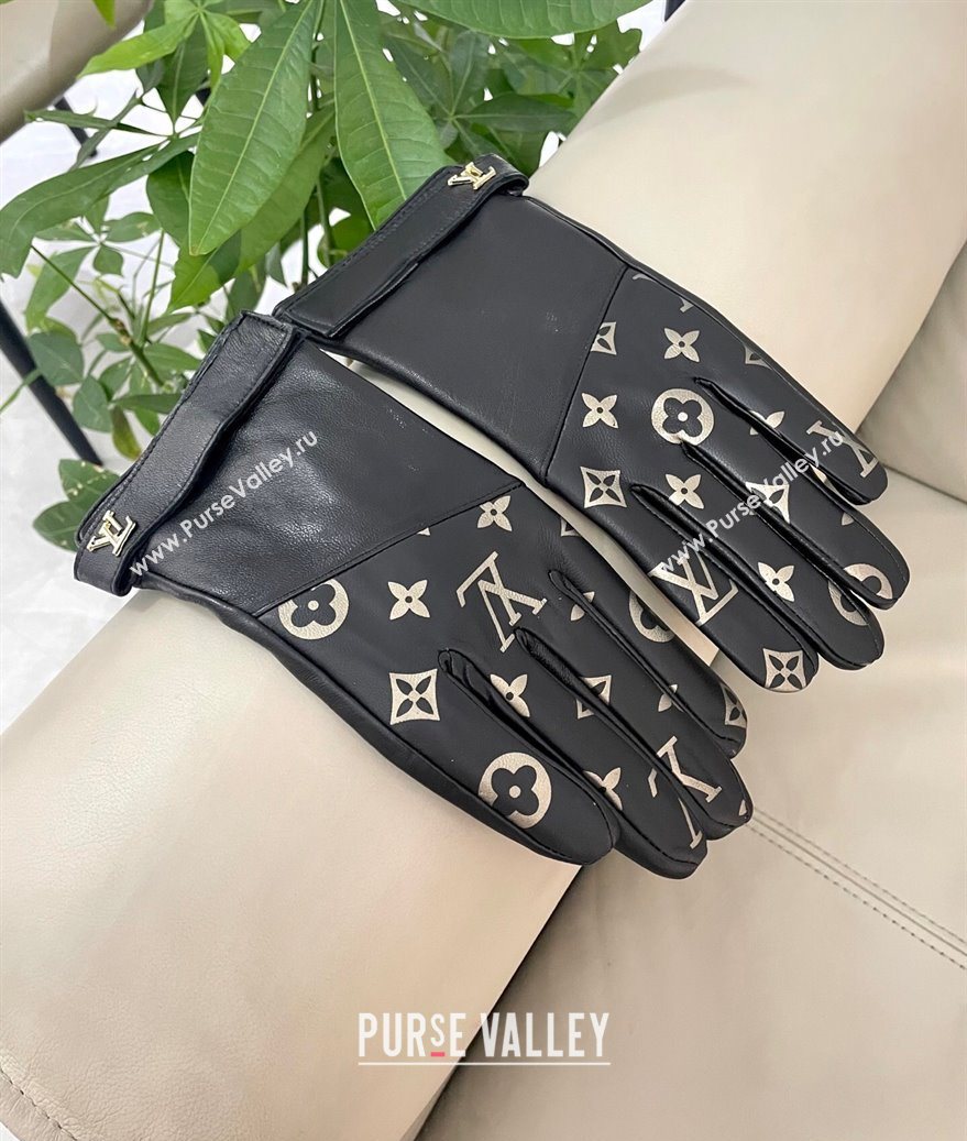 Louis Vuitton Lambskin Gloves with Monogram Black 2025 1111 (SHI-251112075)