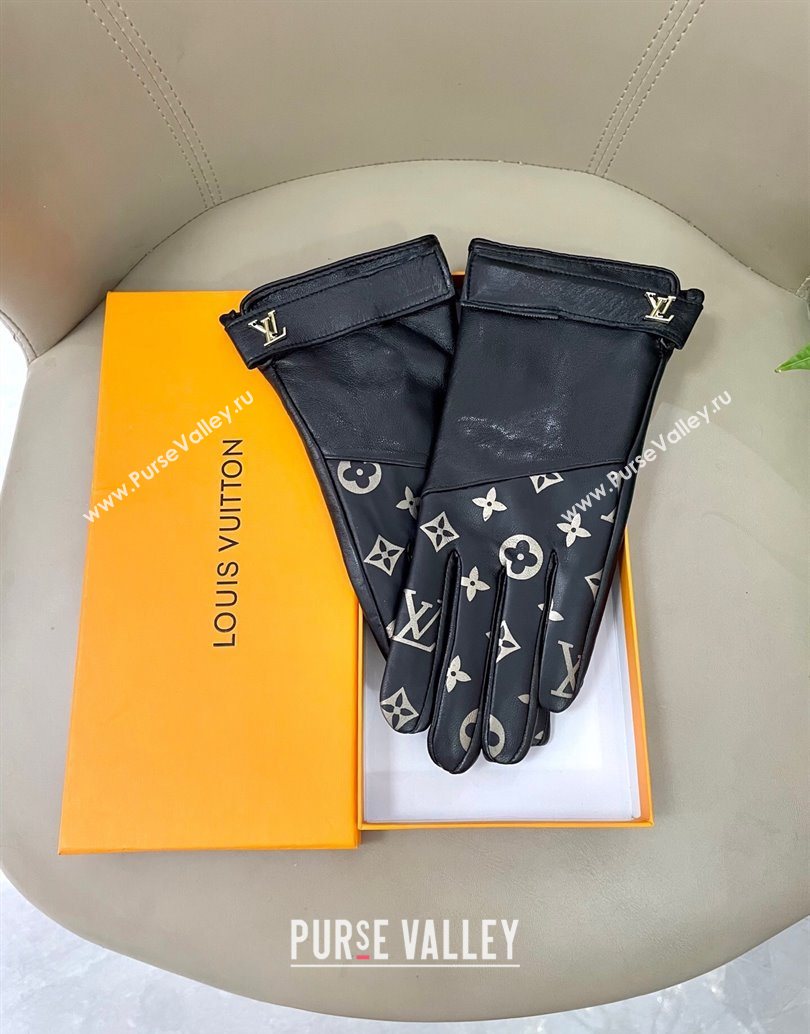Louis Vuitton Lambskin Gloves with Monogram Black 2025 1111 (SHI-251112075)