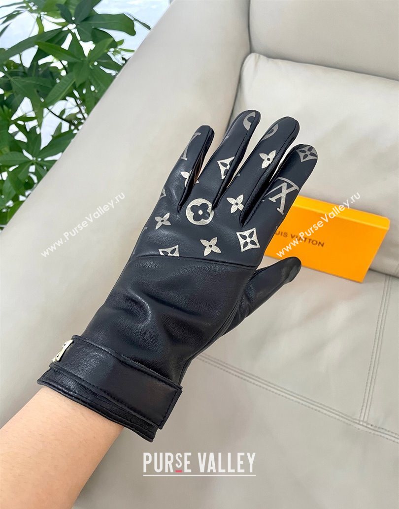 Louis Vuitton Lambskin Gloves with Monogram Black 2025 1111 (SHI-251112075)