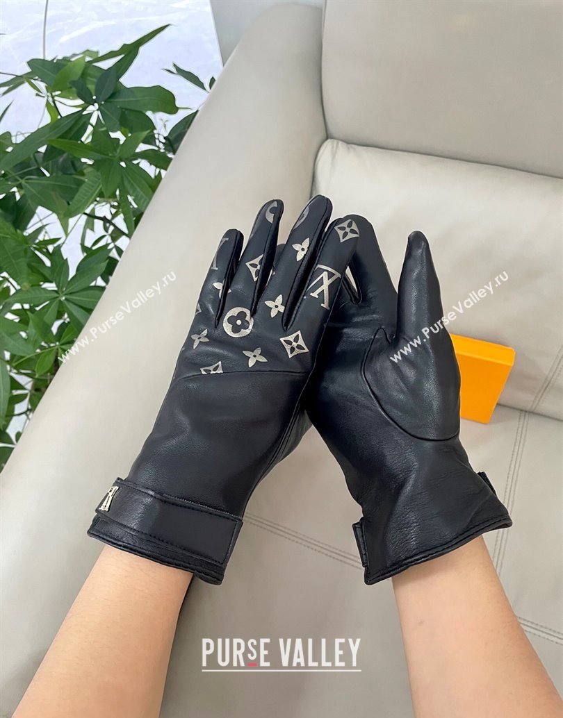 Louis Vuitton Lambskin Gloves with Monogram Black 2025 1111 (SHI-251112075)