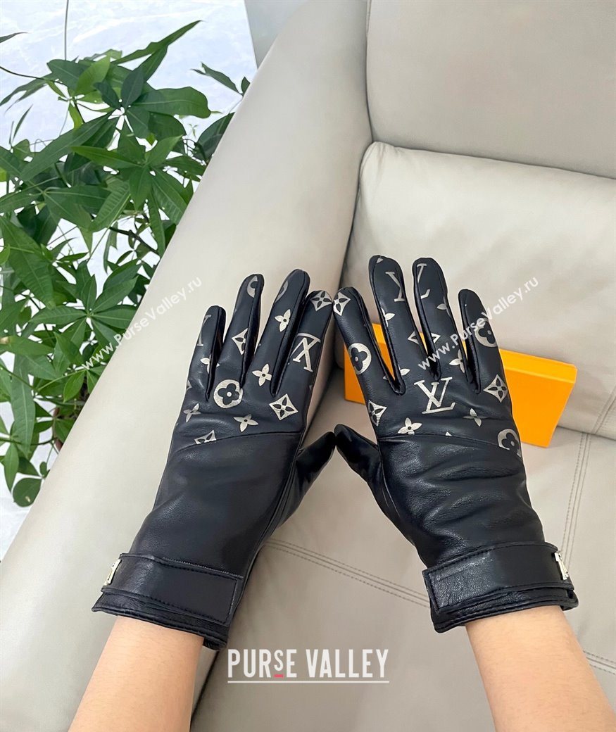 Louis Vuitton Lambskin Gloves with Monogram Black 2025 1111 (SHI-251112075)