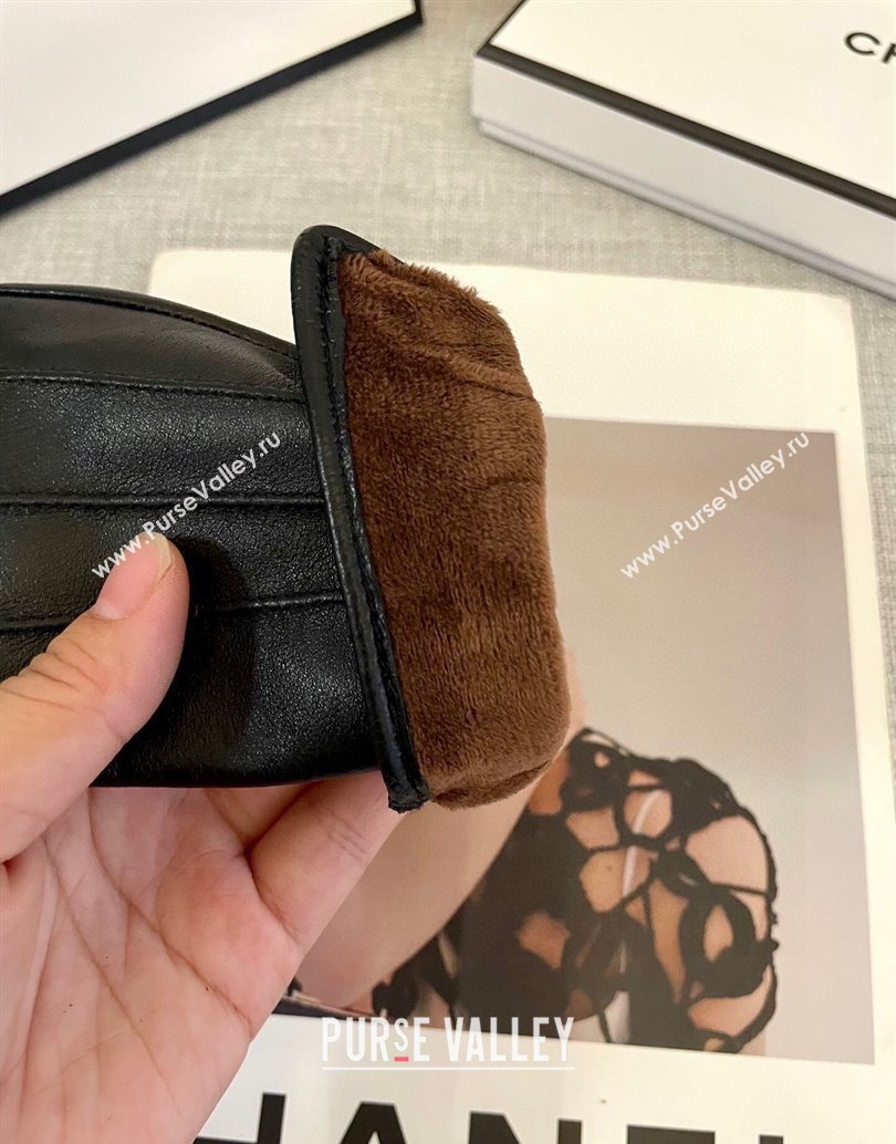Chanel Lambskin Gloves with Logo Print Black 2025 1111 (SHI-251112077)