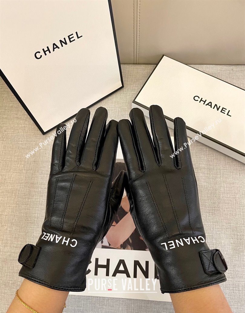 Chanel Lambskin Gloves with Logo Print Black 2025 1111 (SHI-251112077)