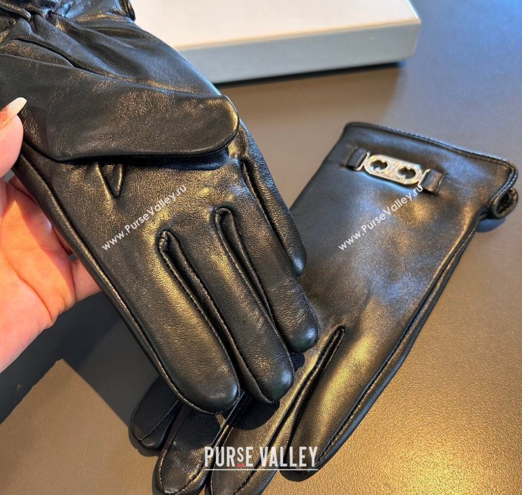 Celine Lambskin and Cashmere Gloves with Logo Black 2025 1111 (XMN-251112062)