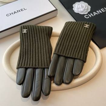 Chanel Knit Lambskin and Cashmere Gloves Green 2025 1111 (SHI-251112081)