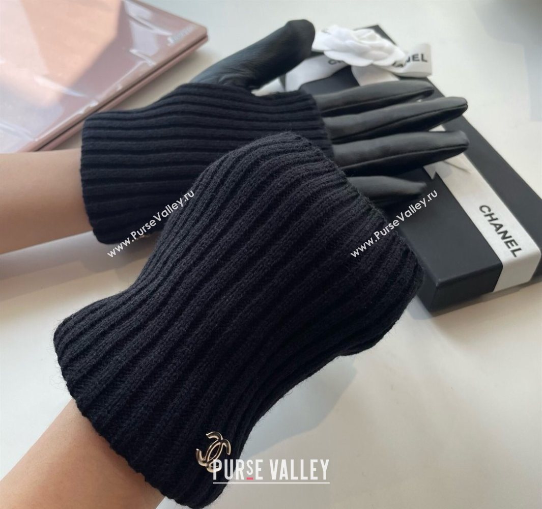 Chanel Knit Lambskin and Cashmere Gloves Black 2025 1111 (SHI-251112082)
