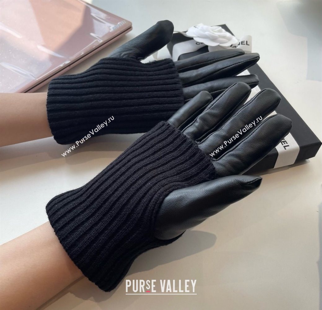 Chanel Knit Lambskin and Cashmere Gloves Black 2025 1111 (SHI-251112082)