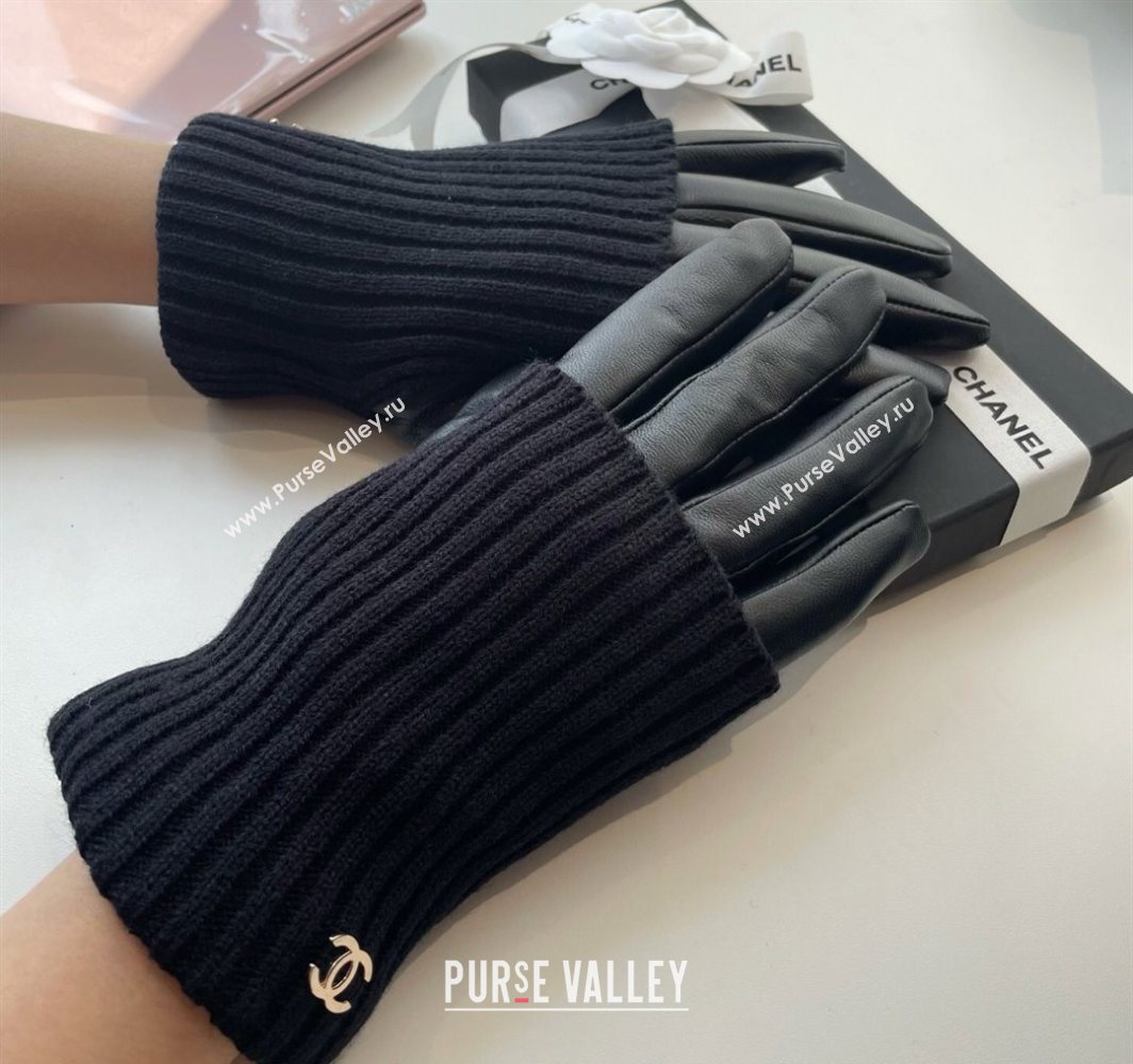 Chanel Knit Lambskin and Cashmere Gloves Black 2025 1111 (SHI-251112082)