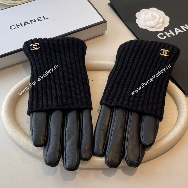 Chanel Knit Lambskin and Cashmere Gloves Black 2025 1111 (SHI-251112082)