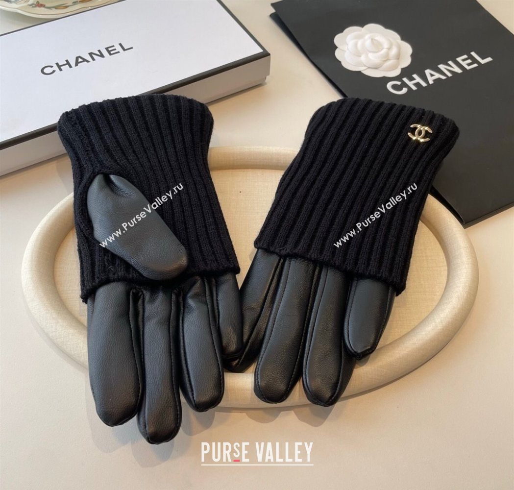 Chanel Knit Lambskin and Cashmere Gloves Black 2025 1111 (SHI-251112082)