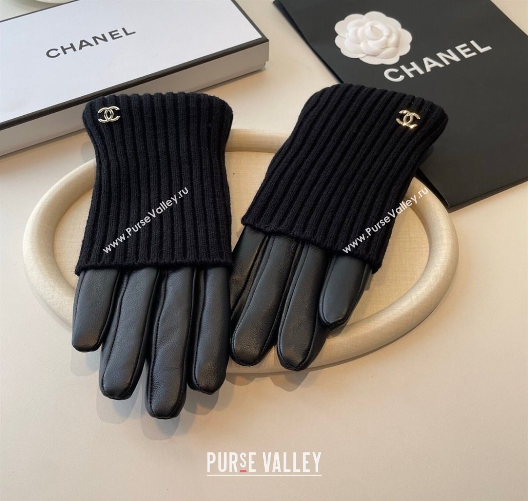 Chanel Knit Lambskin and Cashmere Gloves Black 2025 1111 (SHI-251112082)
