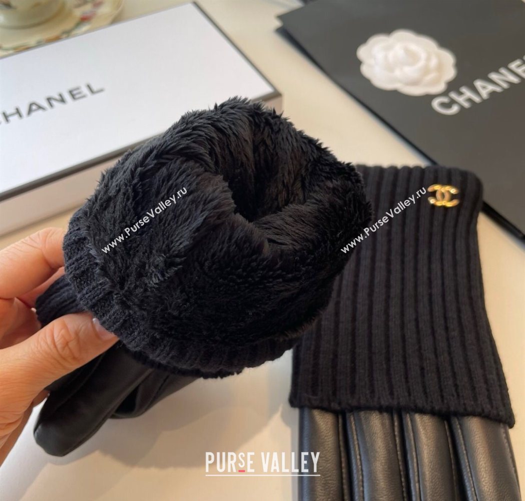Chanel Knit Lambskin and Cashmere Gloves Black 2025 1111 (SHI-251112082)