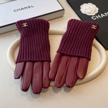 Chanel Knit Lambskin and Cashmere Gloves Burgundy 2025 1111 (SHI-251112083)