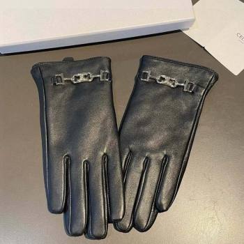 Celine Lambskin and Cashmere Gloves with Chain Black 2025 1111 (XMN-251112063)