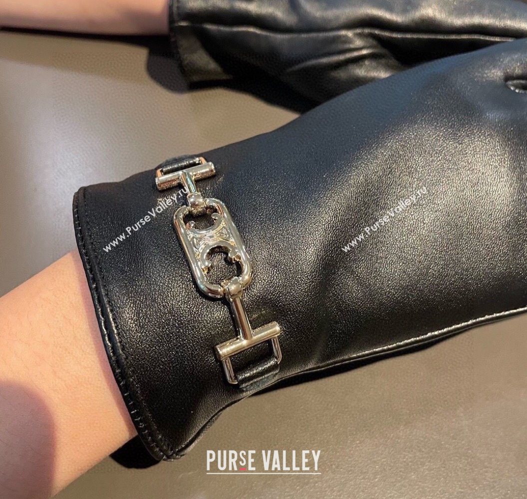 Celine Lambskin and Cashmere Gloves with Chain Black 2025 1111 (XMN-251112063)
