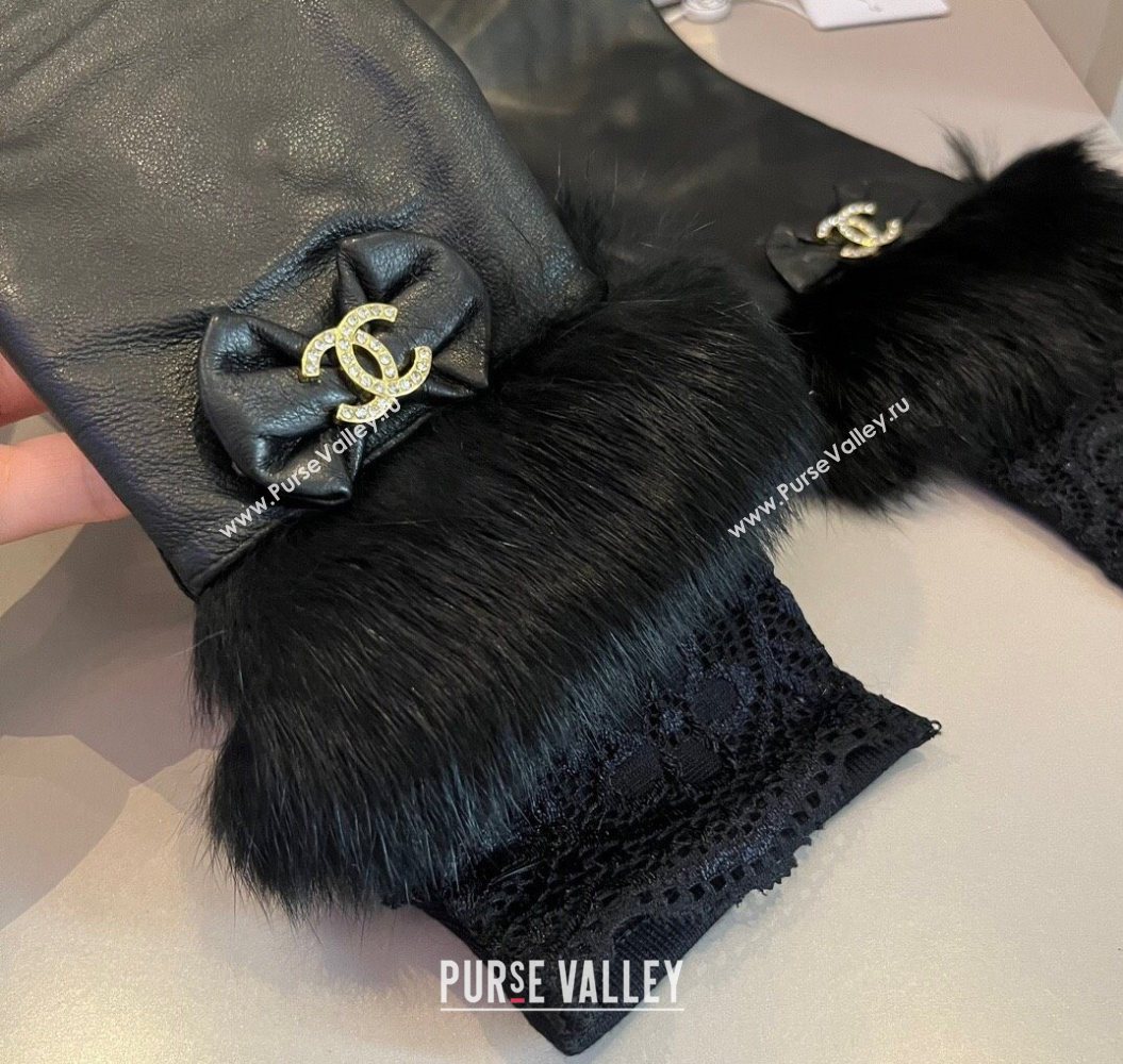 Chanel Lambskin and Fur Long Gloves Black 2025 1111 (XMN-251112066)