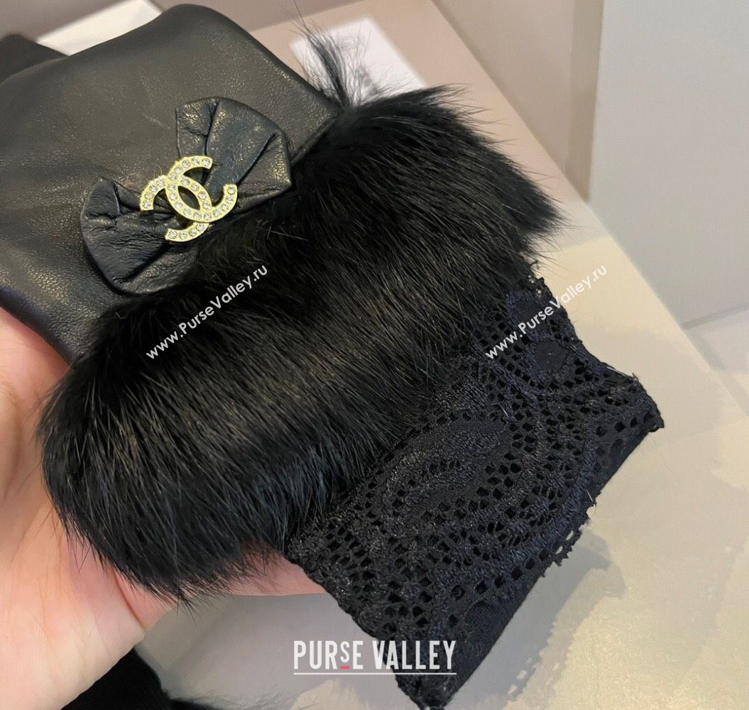 Chanel Lambskin and Fur Long Gloves Black 2025 1111 (XMN-251112066)