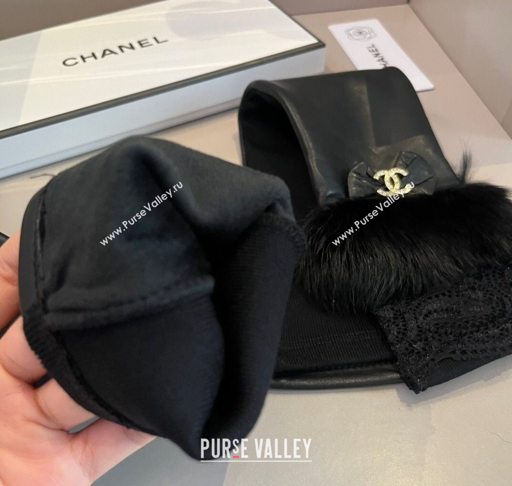 Chanel Lambskin and Fur Long Gloves Black 2025 1111 (XMN-251112066)
