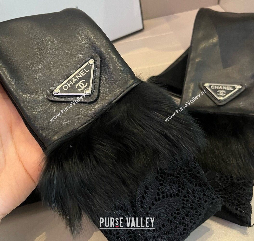 Chanel Lambskin Long Gloves with Lace Black 2025 1111 (XMN-251112067)