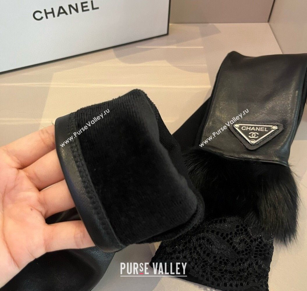 Chanel Lambskin Long Gloves with Lace Black 2025 1111 (XMN-251112067)