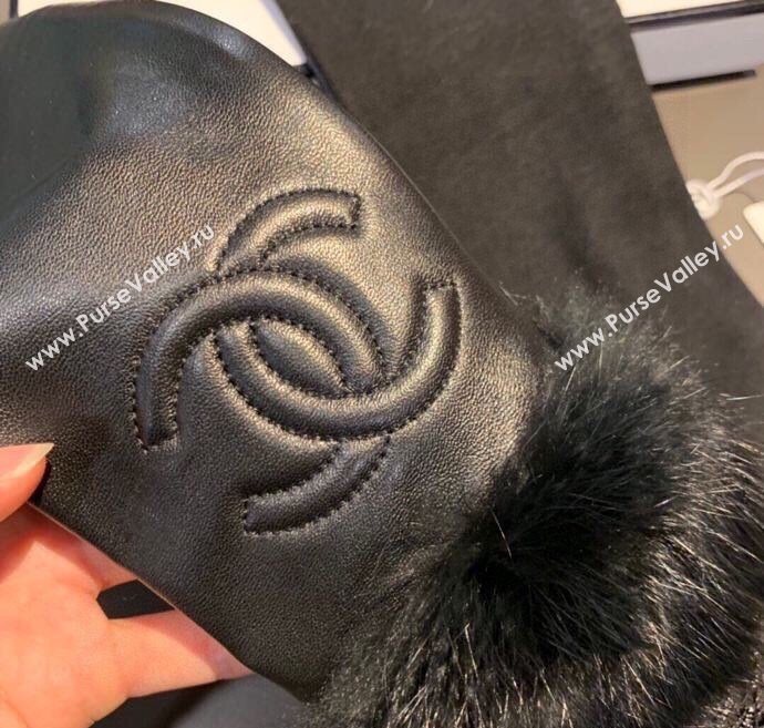 Chanel Lambskin Long Gloves with Lace Black 2025 1110 (XMN-251112068)