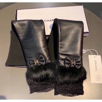 Chanel Lambskin Long Gloves with Lace Black 2025 1109 (XMN-251112069)