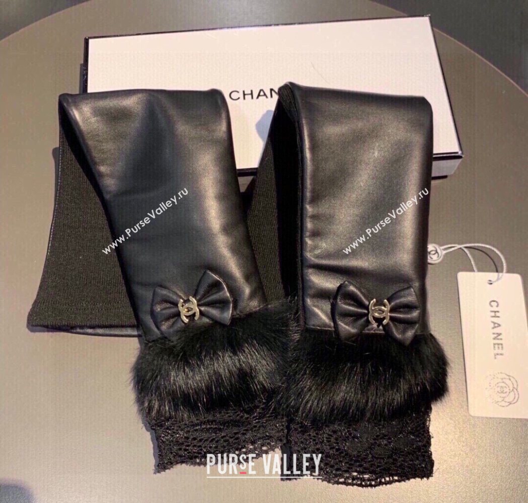 Chanel Lambskin Long Gloves with Lace Black 2025 1109 (XMN-251112069)