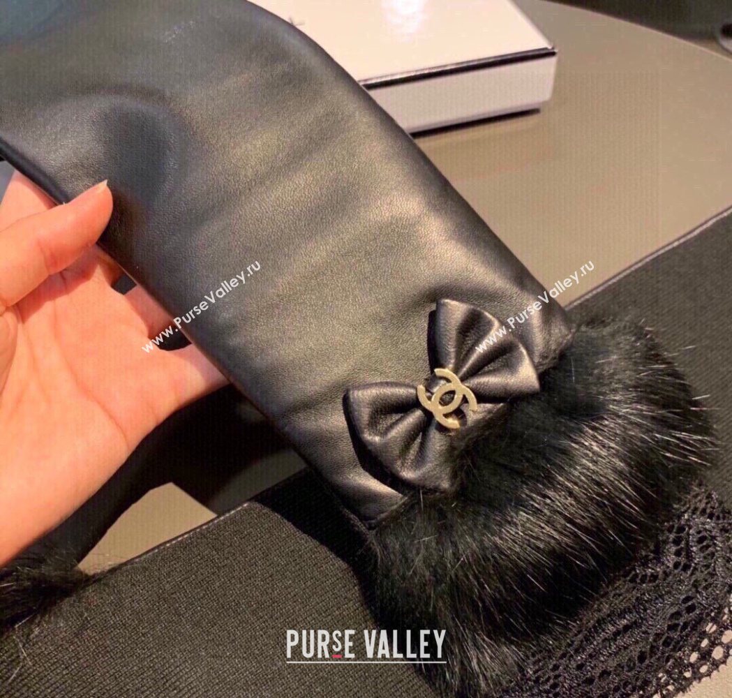 Chanel Lambskin Long Gloves with Lace Black 2025 1109 (XMN-251112069)