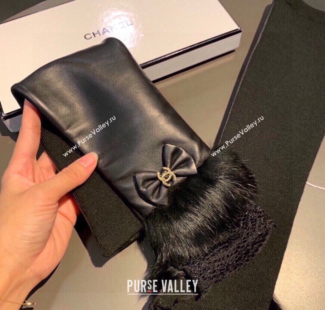 Chanel Lambskin Long Gloves with Lace Black 2025 1109 (XMN-251112069)