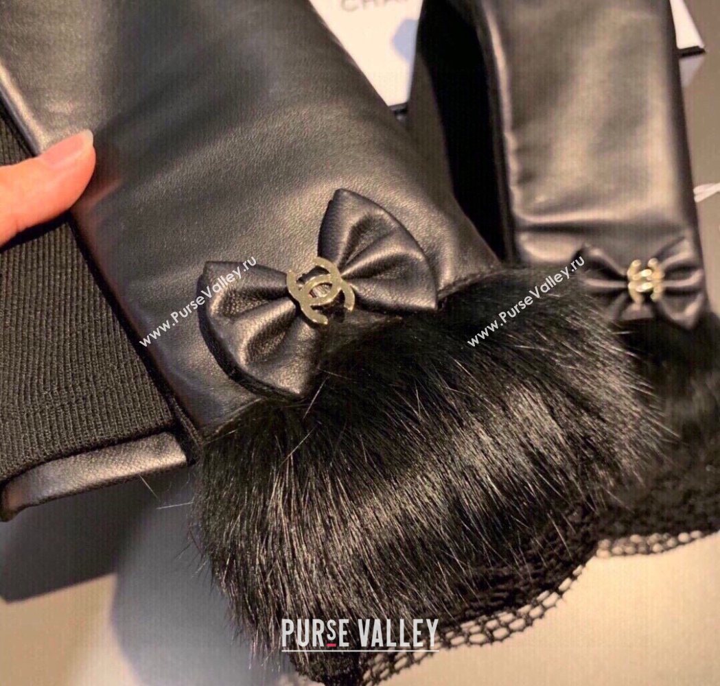 Chanel Lambskin Long Gloves with Lace Black 2025 1109 (XMN-251112069)
