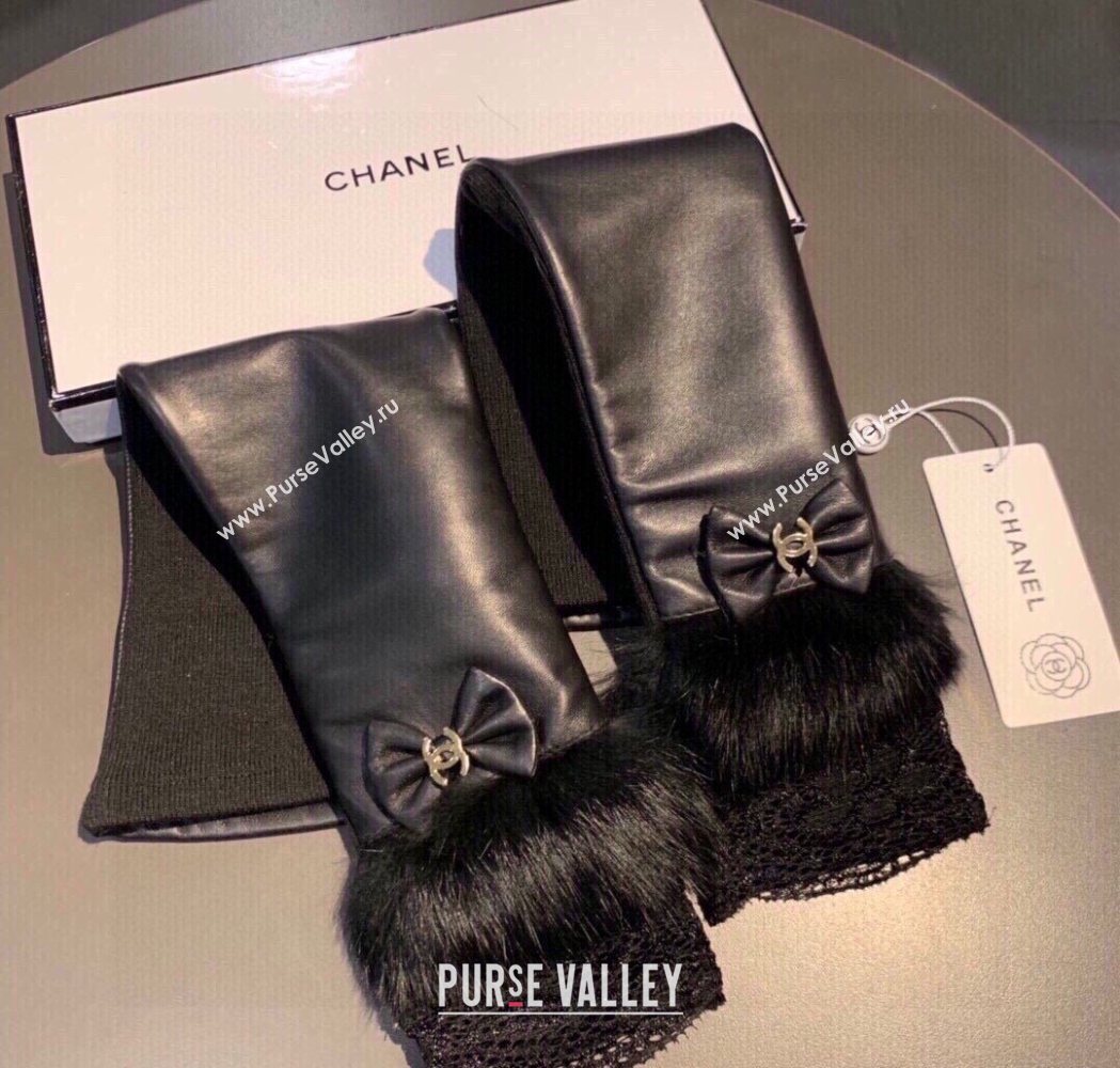Chanel Lambskin Long Gloves with Lace Black 2025 1109 (XMN-251112069)