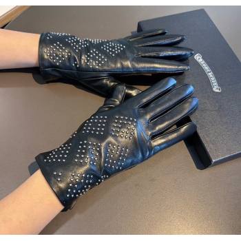 Chrome Hearts Lambskin and Cashmere Gloves with Studs Black 2025 1111 (XMN-251112070)