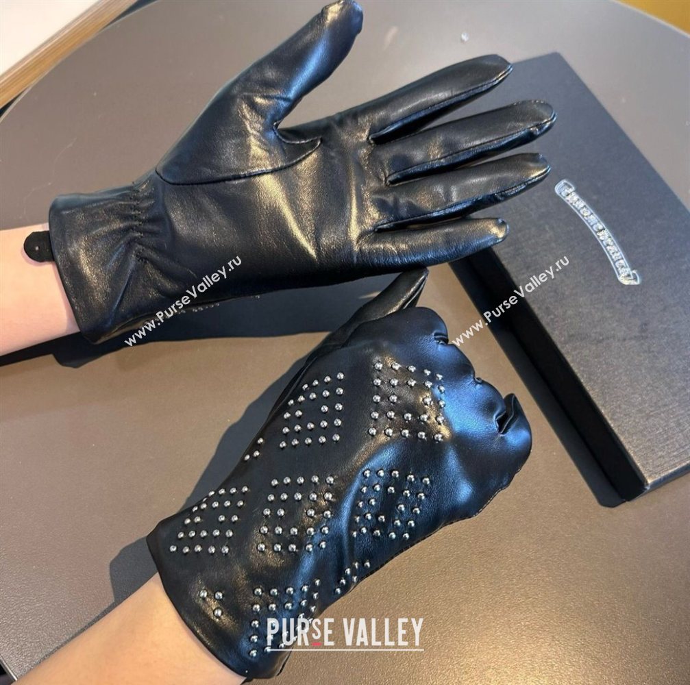 Chrome Hearts Lambskin and Cashmere Gloves with Studs Black 2025 1111 (XMN-251112070)