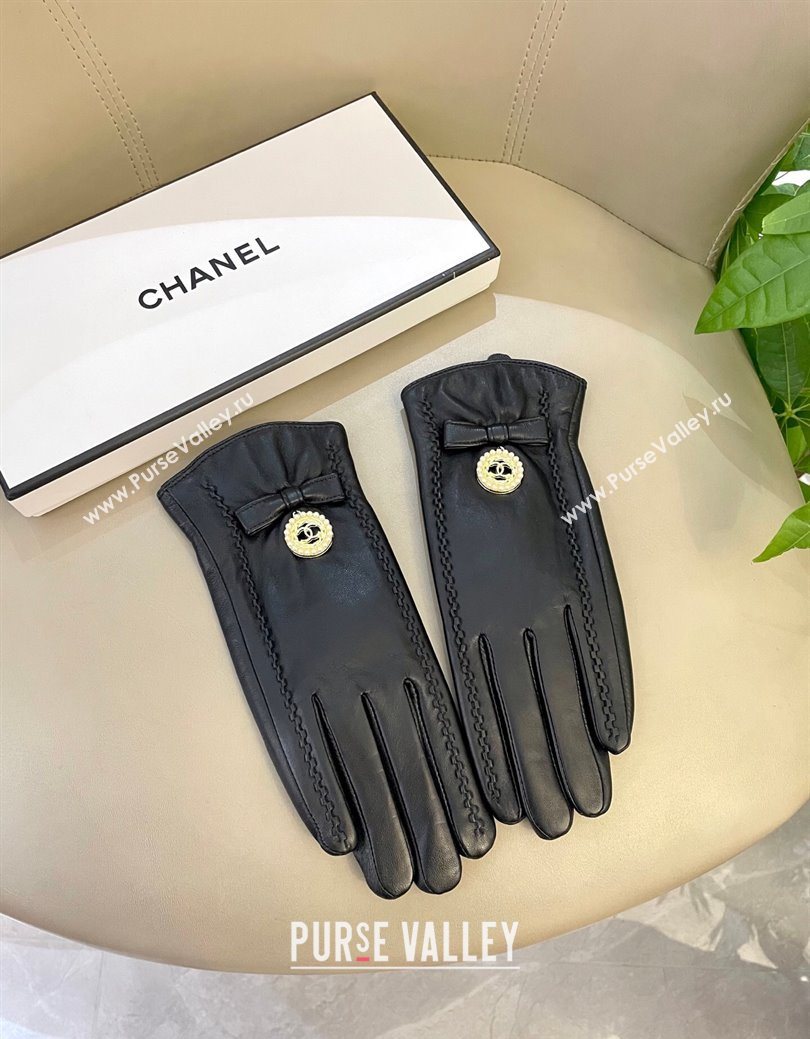 Chanel Lambskin and Cashmere Gloves with CC Tag Black 2026 0105 (SHI-260105011)