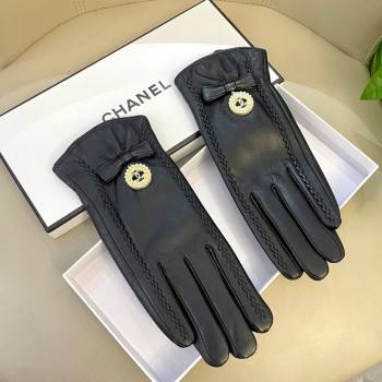 Chanel Lambskin and Cashmere Gloves with CC Tag Black 2026 0105 (SHI-260105011)