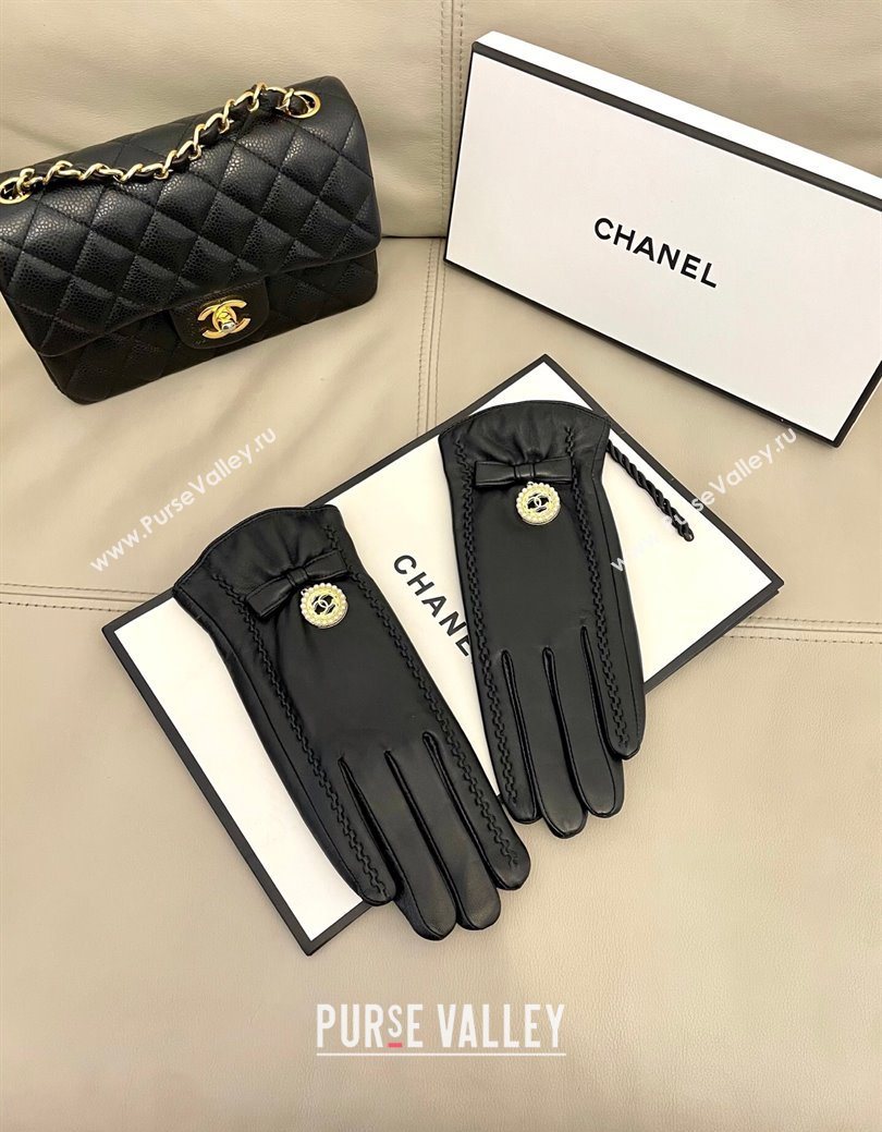 Chanel Lambskin and Cashmere Gloves with CC Tag Black 2026 0105 (SHI-260105011)