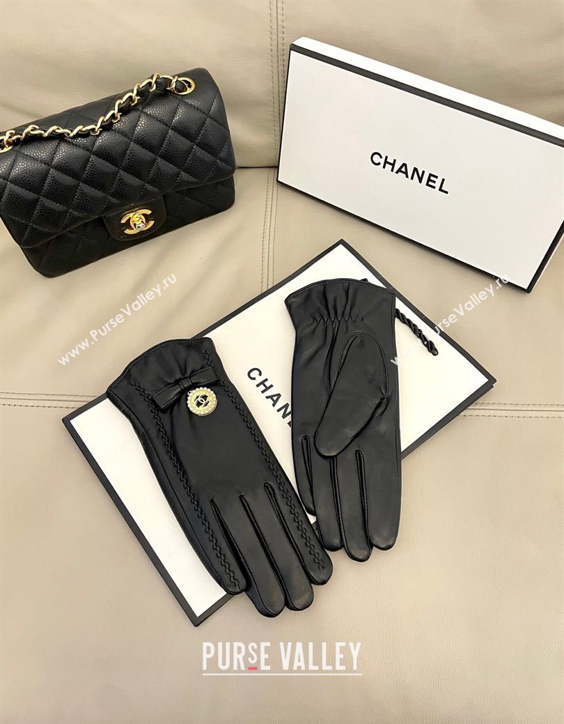Chanel Lambskin and Cashmere Gloves with CC Tag Black 2026 0105 (SHI-260105011)
