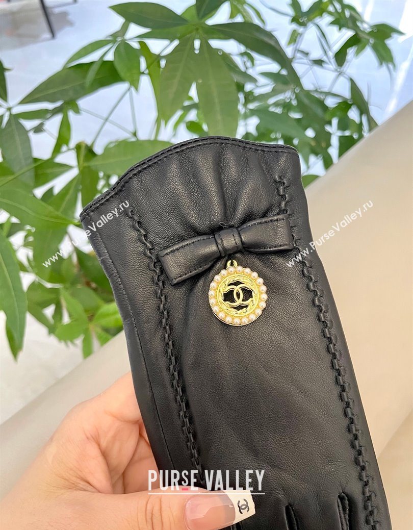 Chanel Lambskin and Cashmere Gloves with CC Tag Black 2026 0105 (SHI-260105011)