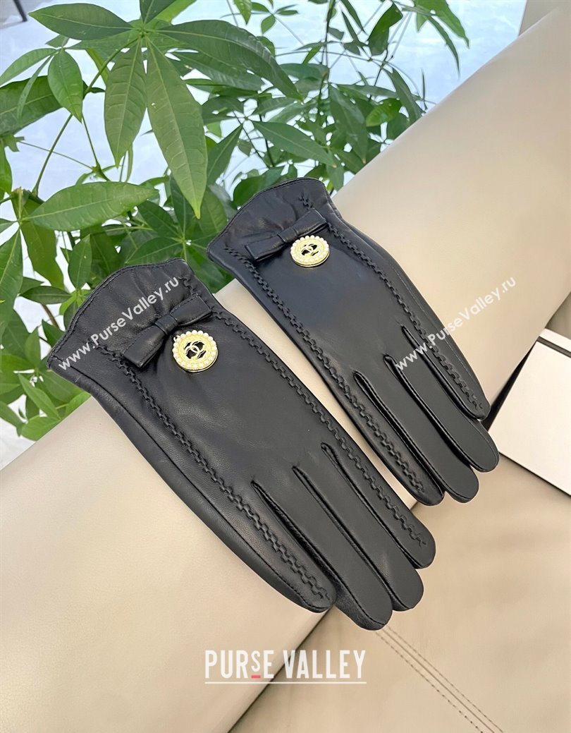 Chanel Lambskin and Cashmere Gloves with CC Tag Black 2026 0105 (SHI-260105011)