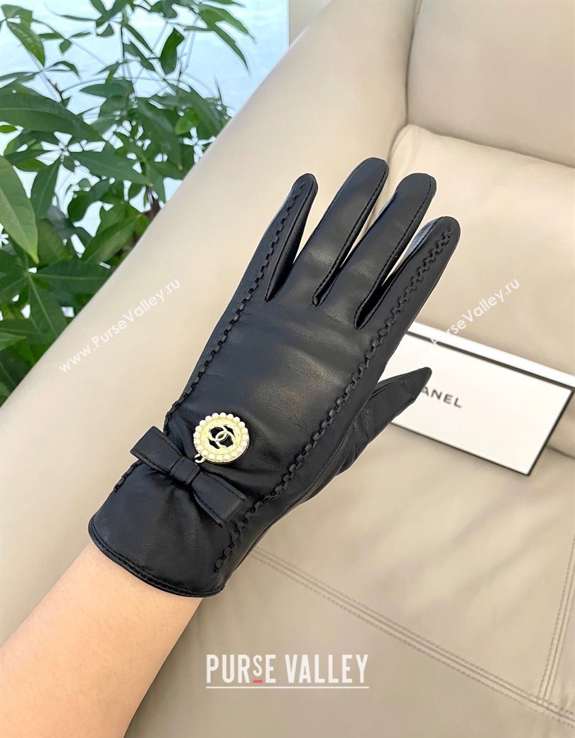 Chanel Lambskin and Cashmere Gloves with CC Tag Black 2026 0105 (SHI-260105011)