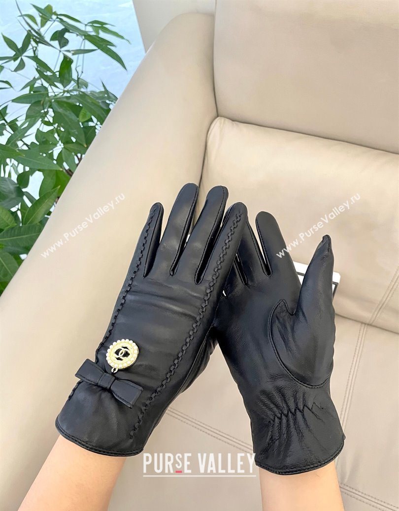 Chanel Lambskin and Cashmere Gloves with CC Tag Black 2026 0105 (SHI-260105011)