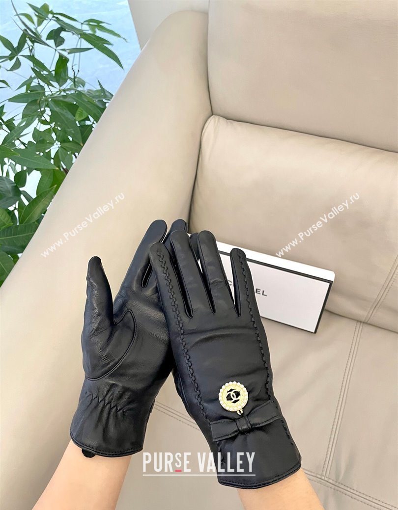 Chanel Lambskin and Cashmere Gloves with CC Tag Black 2026 0105 (SHI-260105011)