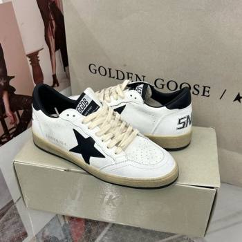 Golden Goose GGDB Ball Star Sneakers in White Calfskin and Black Leather Star 2024 0328 (MD-240328108)